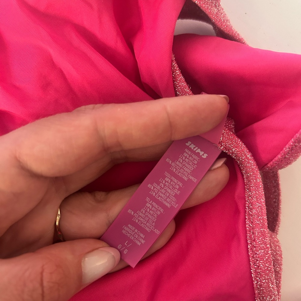 Skims Bright Pink Sparkle One-Piece Swimsuit - Picture 6 of 6